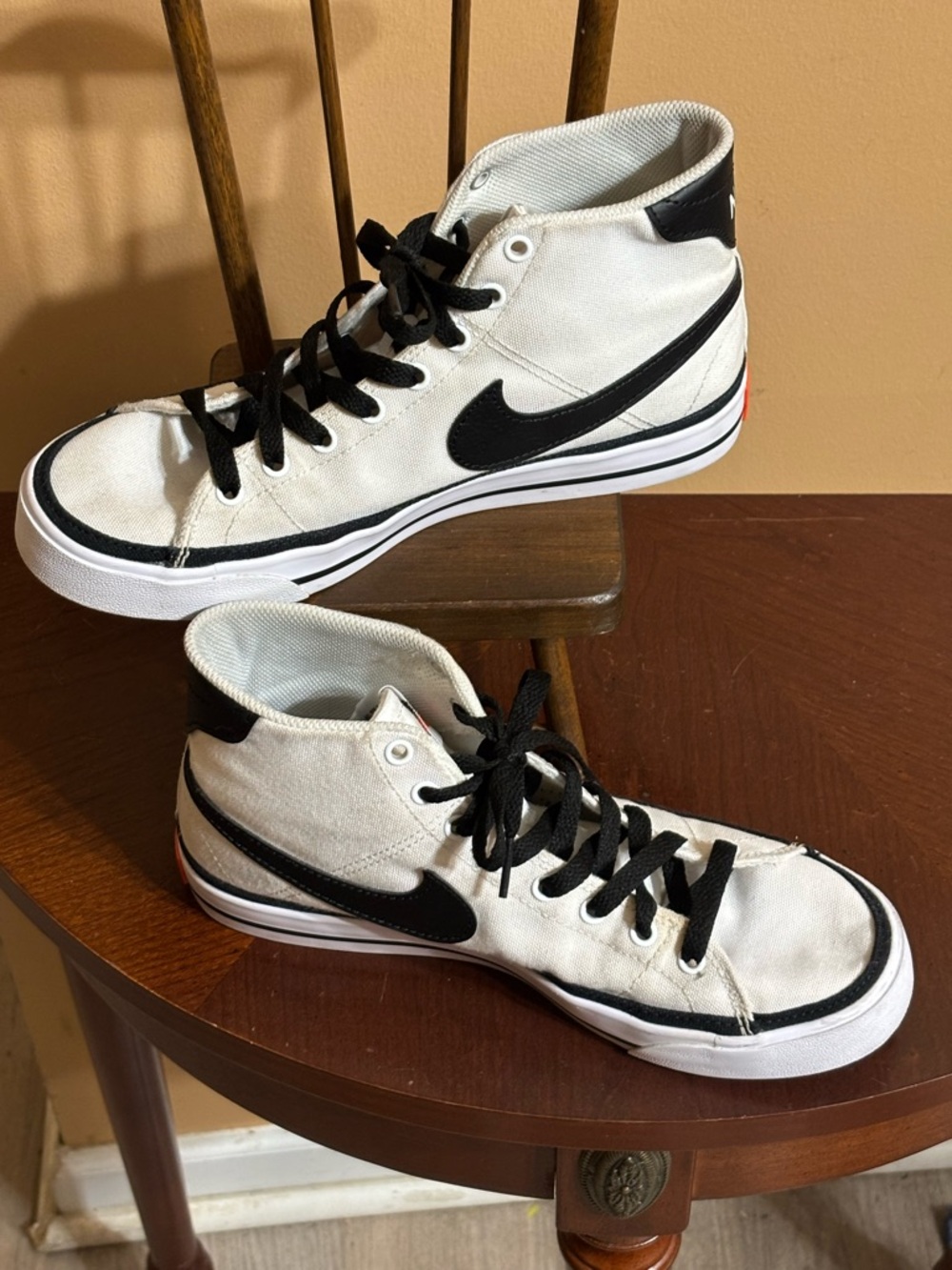 Nike White & Black High-Top Canvas Sneakers